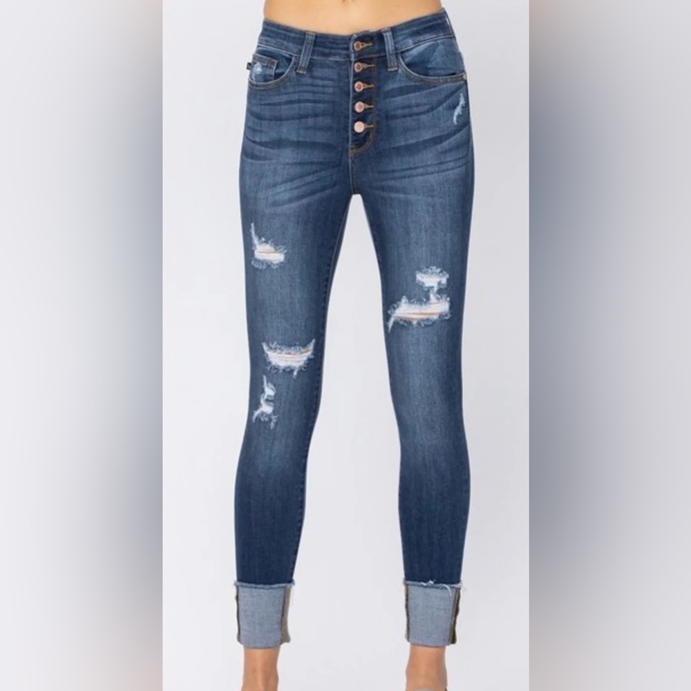 NWT - Judy Blue High Waist Distressed Skinny Fit Denim Jeans - Woman's Size 24W